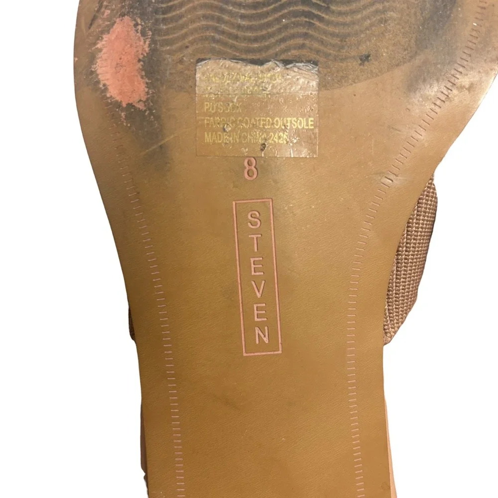 Steven New York Valdez Tan Knit Pointed Toe Mules Low Block Heel Flats Size 8 - Picture 10 of 12